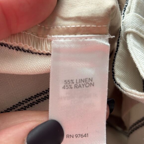 J Jill Lined Linen Blend Pants Cream Striped NWT Lagenlook Coastal Size 18 F103 - Picture 9 of 11